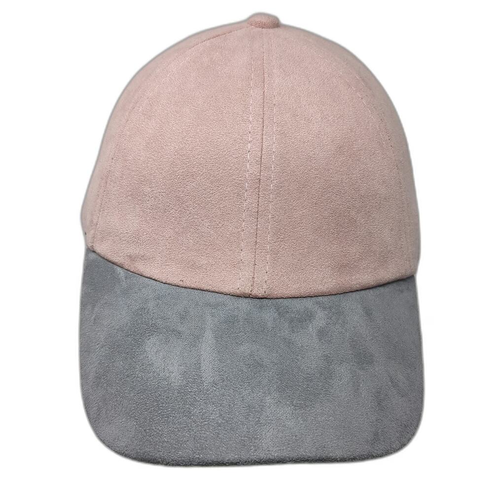 Wet Seal Baseball Cap Pink Gray One Size Faux Suede Slideback Adjustable hat
